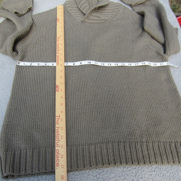 Banana Republic Sweater Mens XL Beige Shawl Collar 100% Wool Knit Heavy Grandpa - Picture 8 of 11